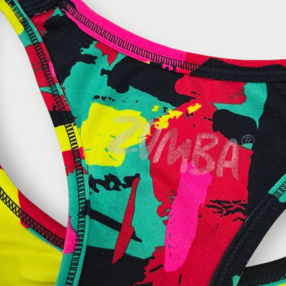 Strong by Zumba Sports Bra Size Medium Red Racer Back Dance Top Support Compress - Picture 6 of 12